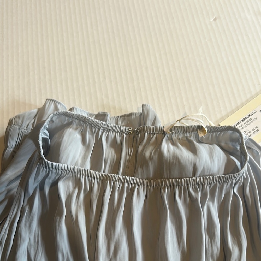 NWT Ramy Brook Lauren baby blue grey Top open hole back stretchy bottom & neck - Picture 11 of 11